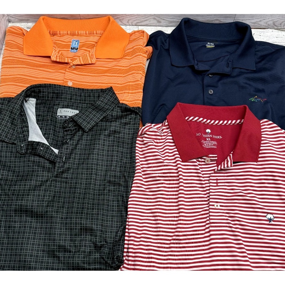 Lot 4 Golf Mens Shirts Play Dry Polo Short Sleeve XL Greg Norman PGA Southern